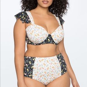 Eloquii Plus Size Flutter Sleeve Swim Suit